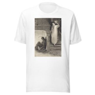 Clown and man in night gown descending a staircase by Charles Buchel T-Shirt