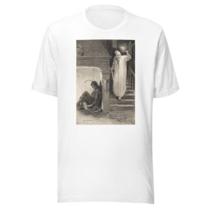 Clown and man in night gown descending a staircase by Charles Buchel T-Shirt