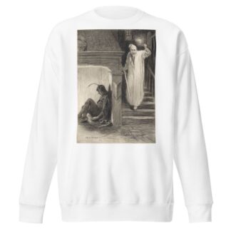 Clown and man in night gown descending a staircase by Charles Buchel Sweatshirt