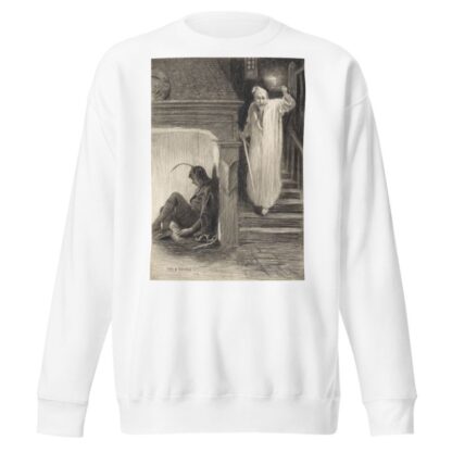 Clown and man in night gown descending a staircase by Charles Buchel Sweatshirt