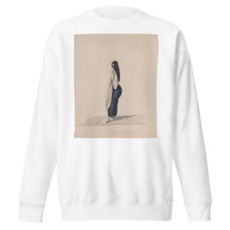 A woman wearing the saya standing in profile by Francisco Fierro Sweatshirt