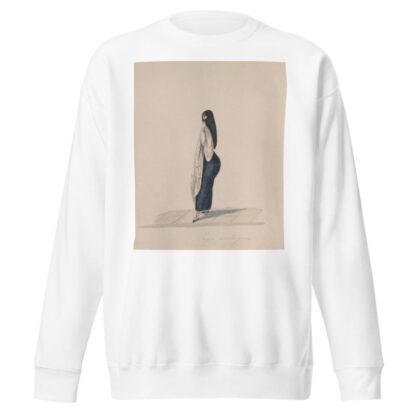A woman wearing the saya standing in profile by Francisco Fierro Sweatshirt