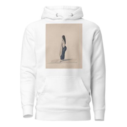 A woman wearing the saya standing in profile by Francisco Fierro Hoodie