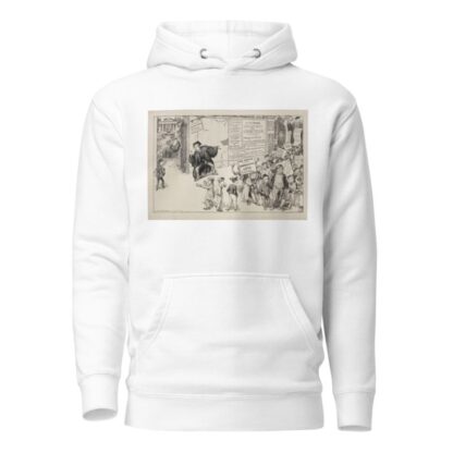 A man advertises a college education in one year, where students learn how to get rich, and has attracted a crowd of interested boys by William Henry Walker Hoodie