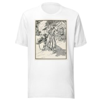 The girl drove the heifer out to graze by Noel Nisbet T-Shirt