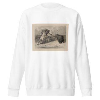 Native American on horseback hunting buffalo by Felix Octavius Carr Darley Sweatshirt