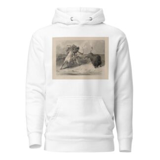 Native American on horseback hunting buffalo by Felix Octavius Carr Darley Hoodie