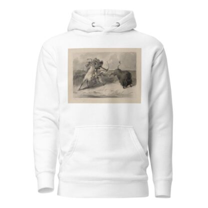Native American on horseback hunting buffalo by Felix Octavius Carr Darley Hoodie