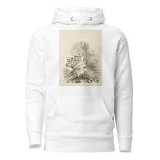 Three men dressed as women with bonnets reading Faith, Hope, and Charity ride on a stormy sea in a washtub labeled ‘The Henry Ford’ by William Henry Walker Hoodie
