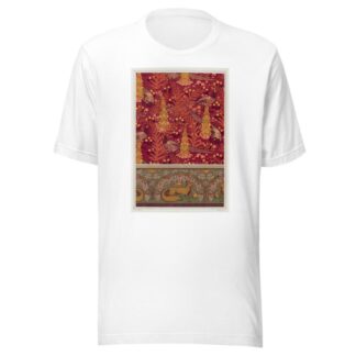Faisans ordinaires, digitales, fougères et pissenlit, étoffe imprimée. Renard, oiseaux et vigne, bordure. by Maurice Pillard Verneuil T-Shirt