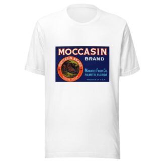 Moccasin Brand Fruit Label by Anonymous T-Shirt