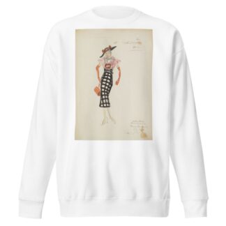 Swing It: Gold Diggers. Black & white skirt, pink blouse, orange gloves, and black hat by Maxine Borowsky Sweatshirt