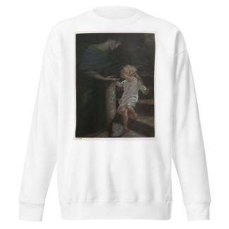 She took his hand, and giving him the broad part of the spiral stair to walk on, led him down a good way by Jessie Willcox Smith Sweatshirt