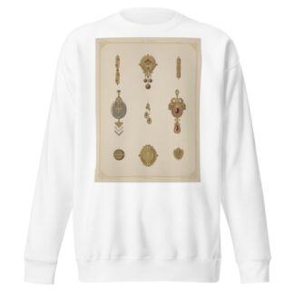 Nine Designs For Jewelry, Including Gold Brooch With Green And Red Stones. by Martin Gerlach Sweatshirt