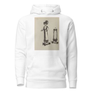 Figure de femme de trois-quart portant un manteau sur robe longue et un grand chapeau 11 by Anonymous Hoodie