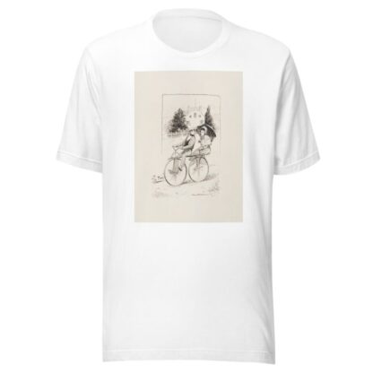 A young couple ride on a tandem bicycle. by William Henry Walker T-Shirt
