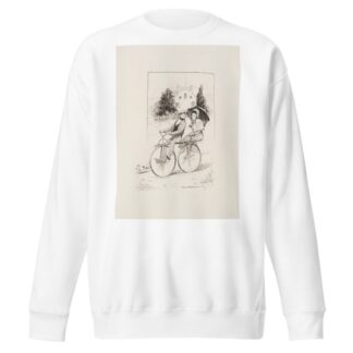 A young couple ride on a tandem bicycle. by William Henry Walker Sweatshirt