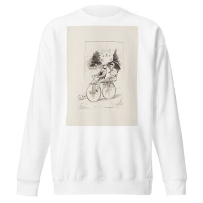 A young couple ride on a tandem bicycle. by William Henry Walker Sweatshirt