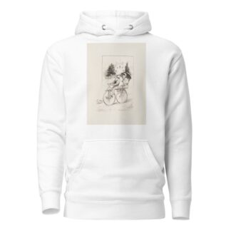 A young couple ride on a tandem bicycle. by William Henry Walker Hoodie