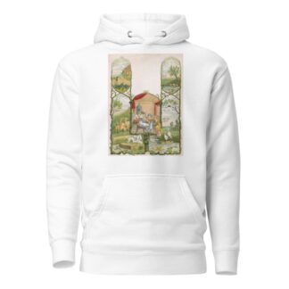 Scene of family working at home surrounded by scenes of forest animals by Anonymous Hoodie