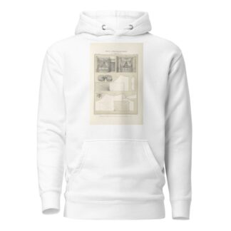 Développement de la coupe des étoffes de châssis lisses tout autour et plissées dans le milieu. by Jules Verdellet Hoodie