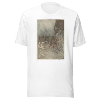 ‘The rain always made a point of setting in just as he had some outdoor work to do’ by Arthur Rackham T-Shirt