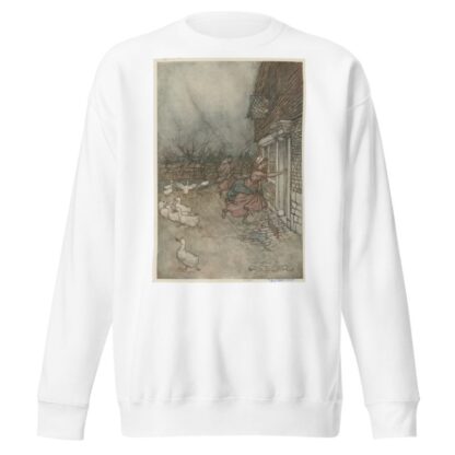 ‘The rain always made a point of setting in just as he had some outdoor work to do’ by Arthur Rackham Sweatshirt