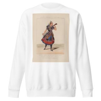 North American Indian huntress, Madame Celeste, Green bushes by Thomas Hailes Lacy Sweatshirt