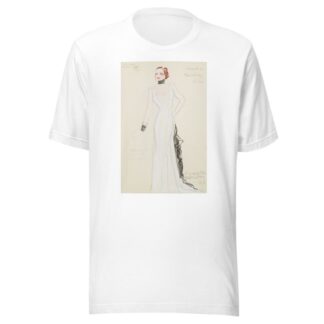On Top: Designed for Jane Wilday. White gown with black ruffle and black collar and cuff by Emile Stoner T-Shirt