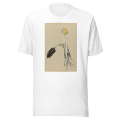une femme en robe bleue tenant une plume d’autruche noire by Georges Goursat (Sem) T-Shirt