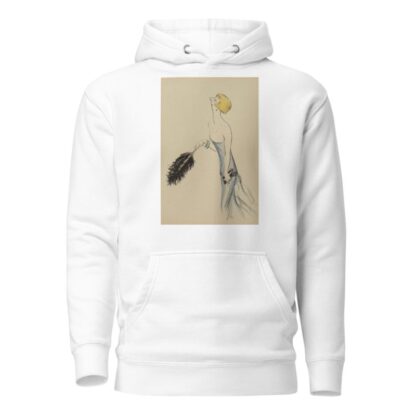 une femme en robe bleue tenant une plume d’autruche noire by Georges Goursat (Sem) Hoodie