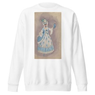Woman in white and light blue dress by Will R. Barnes Sweatshirt