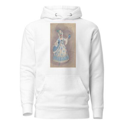 Woman in white and light blue dress by Will R. Barnes Hoodie