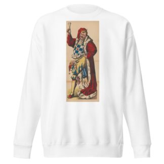 Carnival prince in long red robe with a glass of beer and a marotte by René Ackermann Sweatshirt