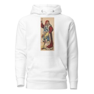 Carnival prince in long red robe with a glass of beer and a marotte by René Ackermann Hoodie