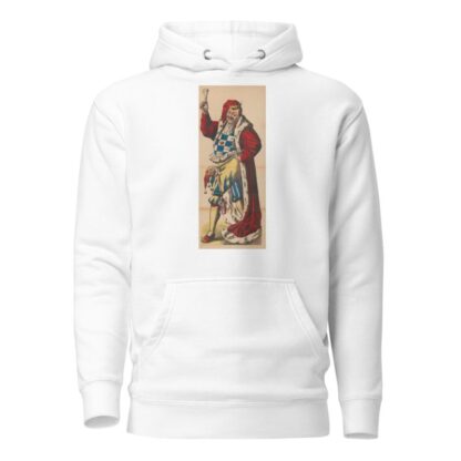 Carnival prince in long red robe with a glass of beer and a marotte by René Ackermann Hoodie