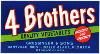 4 Brothers Quality Vegetables Label by Anonymous