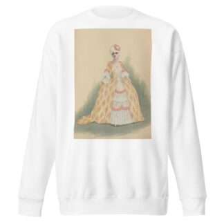 Woman in yellow, white, and pink dress by Will R. Barnes Sweatshirt