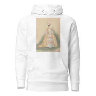Woman in yellow, white, and pink dress by Will R. Barnes Hoodie