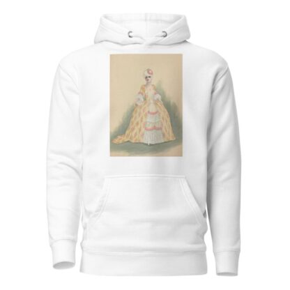 Woman in yellow, white, and pink dress by Will R. Barnes Hoodie