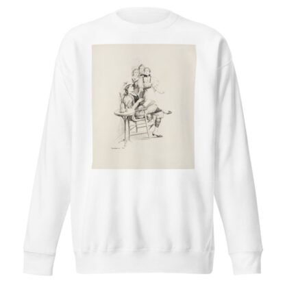 Three women in dresses look shocked at another woman who is reading, wearing a suit, smoking and drinking. by William Henry Walker Sweatshirt