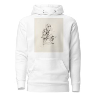 Three women in dresses look shocked at another woman who is reading, wearing a suit, smoking and drinking. by William Henry Walker Hoodie