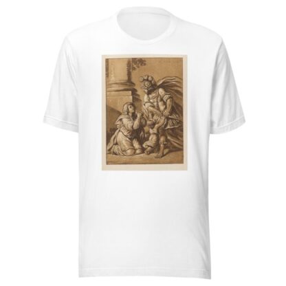 Threatening soldier with pleading wife and child by Pierre Lelu T-Shirt