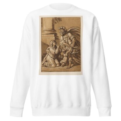 Threatening soldier with pleading wife and child by Pierre Lelu Sweatshirt
