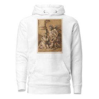 Threatening soldier with pleading wife and child by Pierre Lelu Hoodie