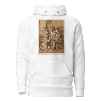Threatening soldier with pleading wife and child by Pierre Lelu Hoodie