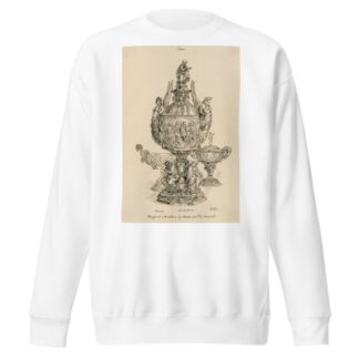A design for a silver urn, Shakespeare at the top, Burns on the right side and Milton on the left by Robert Hancock Sweatshirt