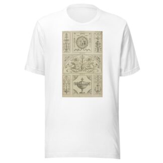 Central tympanum-shaped design with two swans and a woman’s face. by Michael Angelo Pergolesi T-Shirt