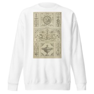 Central tympanum-shaped design with two swans and a woman’s face. by Michael Angelo Pergolesi Sweatshirt
