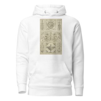 Central tympanum-shaped design with two swans and a woman’s face. by Michael Angelo Pergolesi Hoodie